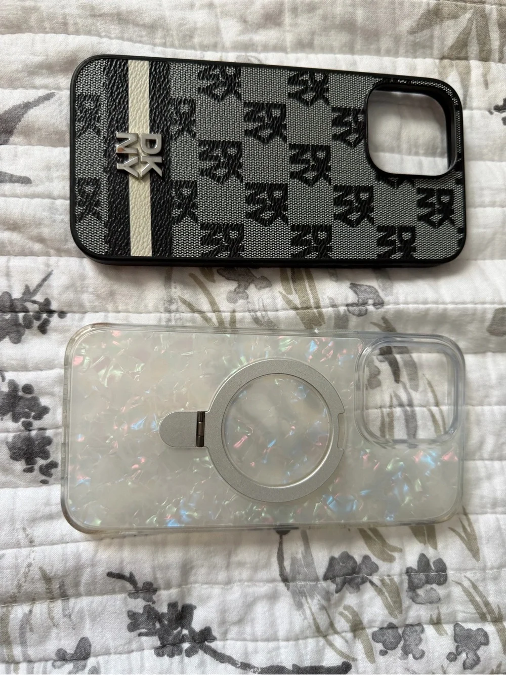 Dkny Black & Gray Monogram Stripe iPhone Case